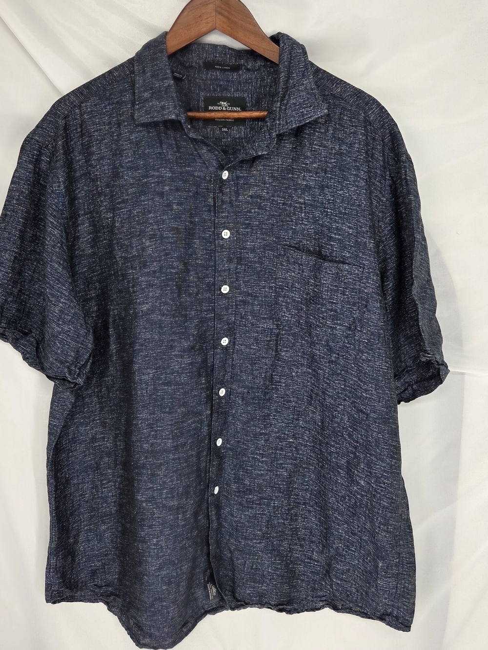 Rodd & Gunn Blue 100% Linen Sports Fit Shirt Italian Fabric 3XL Resort Classic